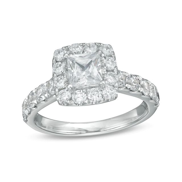 1.95 CT. T.W. Princess-Cut Diamond Frame Engagement Ring in 14K White Gold|Peoples Jewellers