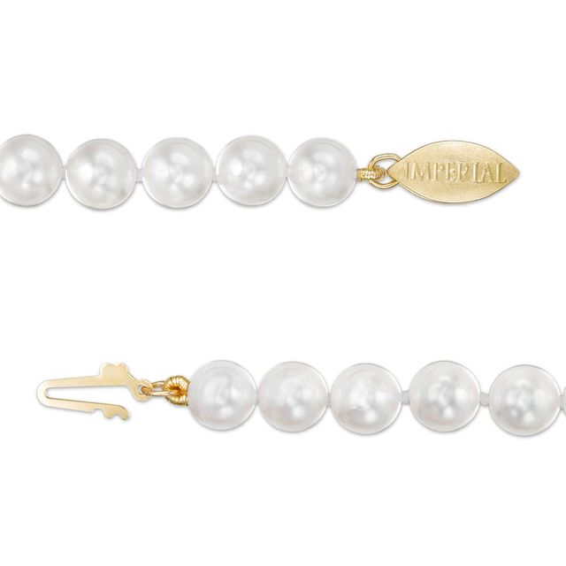 IMPERIAL® 7.0-8.0mm Freshwater Cultured Pearl Strand Bracelet with 14K Gold Fish-Hook Clasp-7.5"|Peoples Jewellers