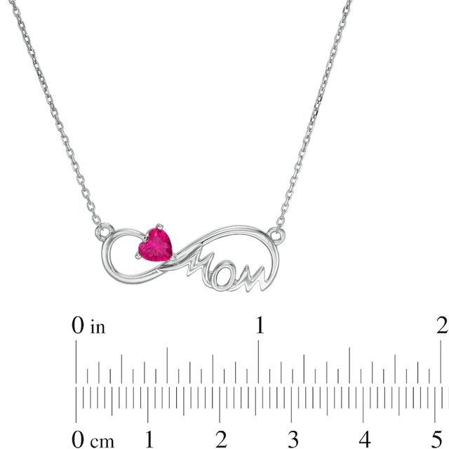 5.0mm Heart-Shaped Lab-Created Ruby "MOM" Infinity Necklace in Sterling Silver|Peoples Jewellers