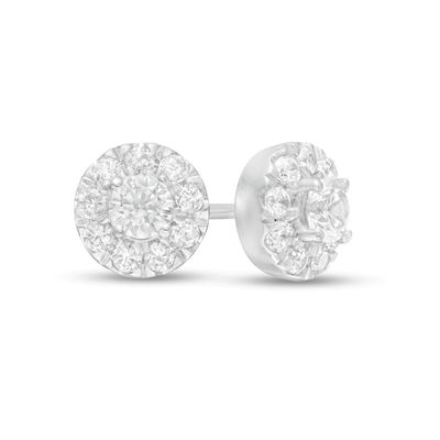 CT. T.W. Certified Lab-Created Diamond Frame Stud Earrings in 14K White Gold (F/SI2)|Peoples Jewellers