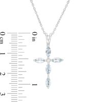 Marquise Aquamarine and Diamond Accent Cross Pendant in 10K White Gold|Peoples Jewellers