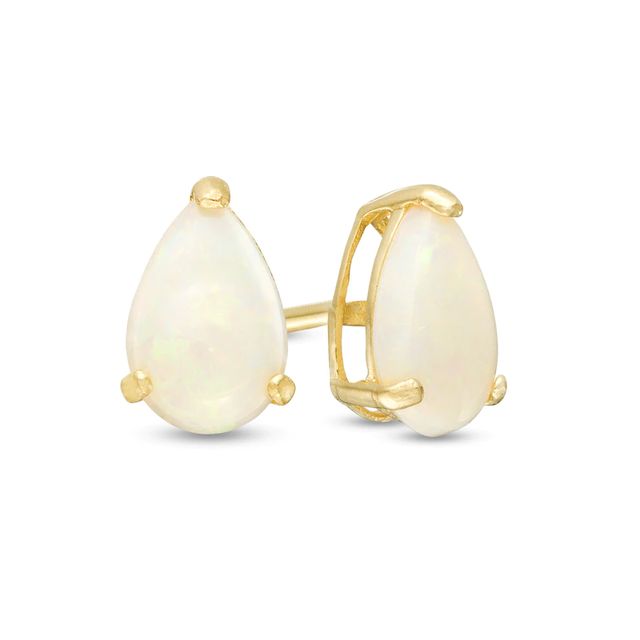 Pear-Shaped Opal Solitaire Stud Earrings in 14K Gold|Peoples Jewellers