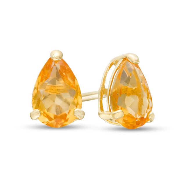 Pear-Shaped Citrine Solitaire Stud Earrings in 14K Gold|Peoples Jewellers