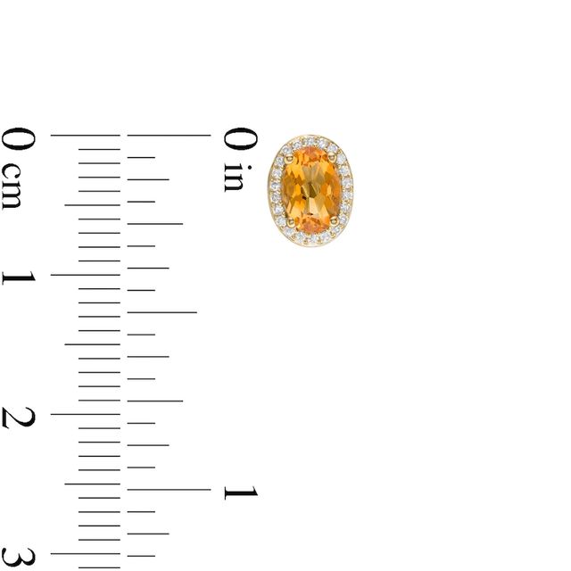 Oval Citrine and 0.088 CT. T.W. Diamond Frame Stud Earrings in 10K Gold|Peoples Jewellers