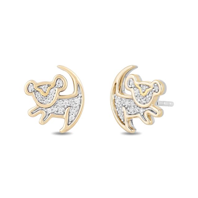 Disney Treasures The Lion King 0.085 CT. T.W. Diamond "Simba" Symbol Stud Earrings in 10K Gold