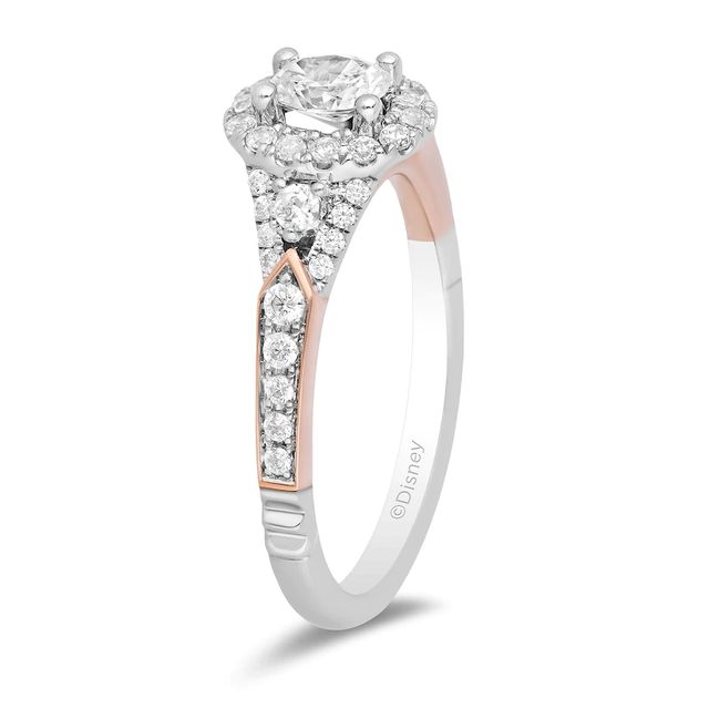 Enchanted Disney Aurora 0.80 CT. T.W. Oval Diamond Frame Engagement Ring in 14K Two-Tone Gold