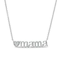 Diamond Accent Heart "mama" Necklace in Sterling Silver - 17"|Peoples Jewellers