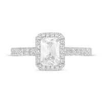 1.33 CT. T.W. Certified Emerald-Cut Lab-Created Diamond Frame Engagement Ring in 14K White Gold (F/SI2)|Peoples Jewellers