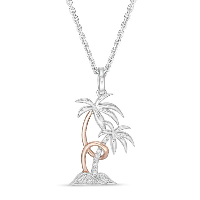 Hallmark Diamonds Inspiration Diamond Accent Palm Trees Pendant in Sterling Silver and 10K Rose Gold|Peoples Jewellers
