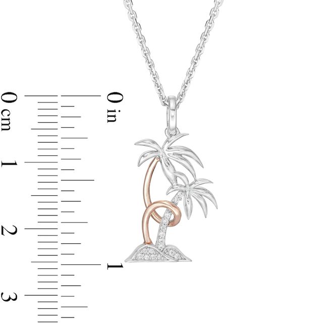 Hallmark Diamonds Inspiration Diamond Accent Palm Trees Pendant in Sterling Silver and 10K Rose Gold