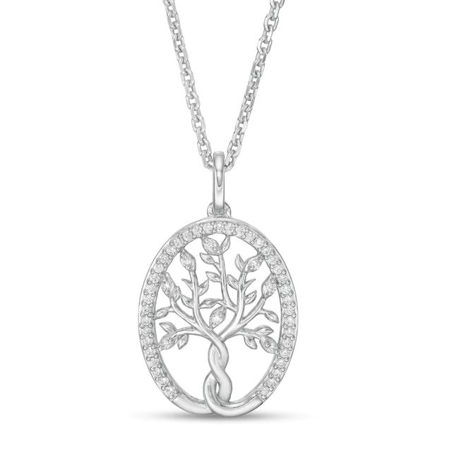 Hallmark Diamonds Family 0.145 CT. T.W. Diamond Tree of Life Pendant in Sterling Silver|Peoples Jewellers