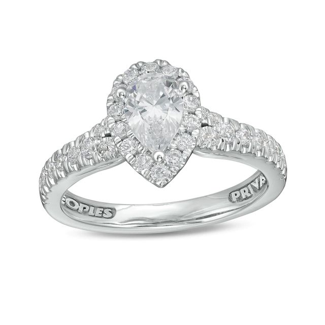 Peoples Private Collection 1.00 CT. T.W. Certified Pear-Shaped Diamond Frame Engagement Ring in 14K White Gold (F/SI2)