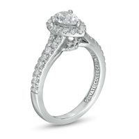 Peoples Private Collection 1.00 CT. T.W. Certified Pear-Shaped Diamond Frame Engagement Ring in 14K White Gold (F/SI2)|Peoples Jewellers