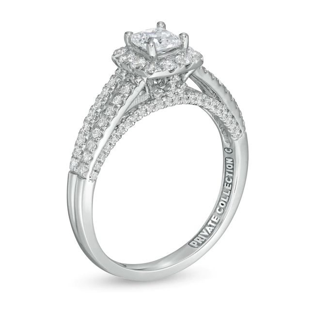 Peoples Private Collection 1.00 CT. T.W. Certified Princess-Cut Diamond Frame Engagement Ring in 14K White Gold (F/I1)|Peoples Jewellers