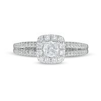 Peoples Private Collection 1.00 CT. T.W. Certified Princess-Cut Diamond Frame Engagement Ring in 14K White Gold (F/I1)|Peoples Jewellers