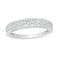 0.09 CT. T.W. Diamond Twist Triple Row Anniversary Band in 10K White Gold|Peoples Jewellers