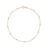 Diamond-Cut Bead Station Anklet in 10K Two-Tone Gold - 10"|Peoples Jewellers