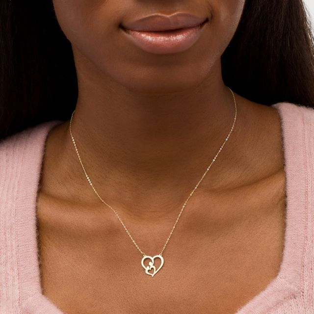 Motherly Love Double Heart Necklace in 10K Gold|Peoples Jewellers