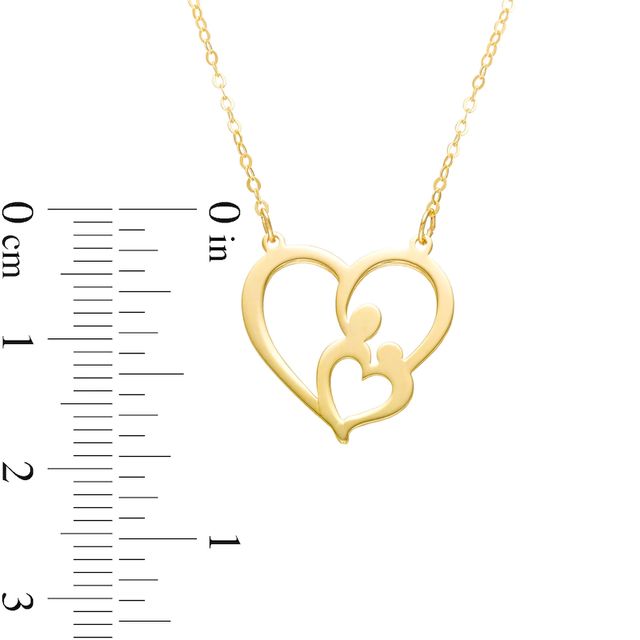 Motherly Love Double Heart Necklace in 10K Gold