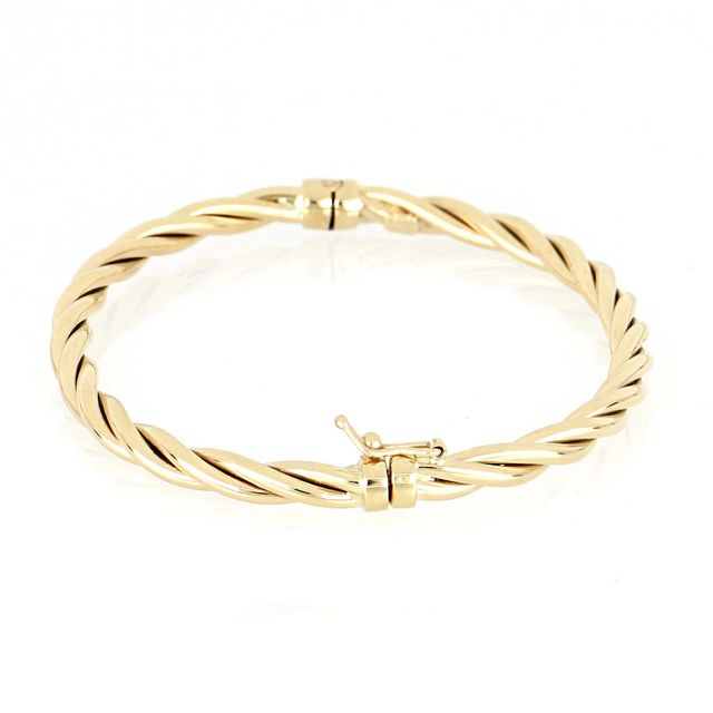 4.4mm Twisted Tube Bangle in 14K Gold