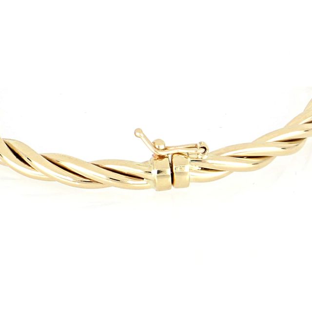 Italian Gold 4.4mm Twisted Tube Bangle in 14K Gold