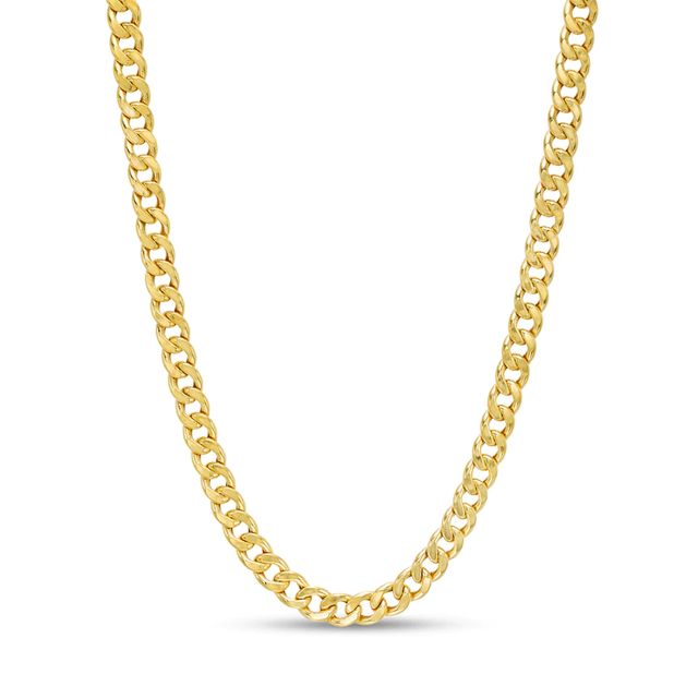 Men's 5.6mm Diamond-Cut Cuban Curb Chain Necklace in Hollow 14K Gold - 22"|Peoples Jewellers