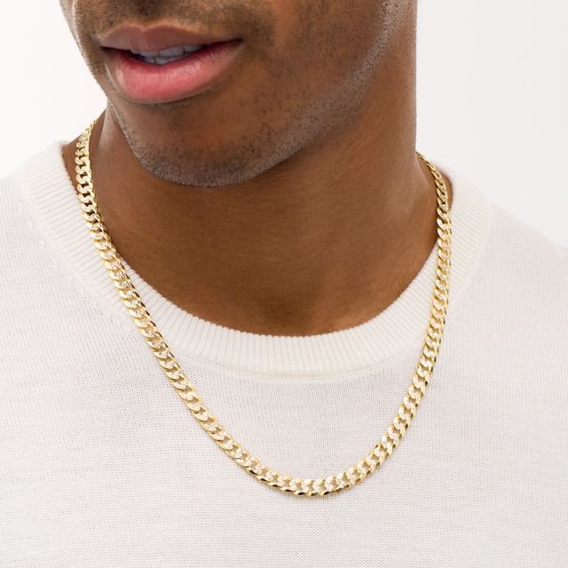 Men's 7.0mm Diamond-Cut Curb Chain Necklace in Solid 14K Tri-Tone Gold - 22"|Peoples Jewellers