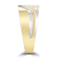 Men's 0.50 CT. T.W. Diamond Triple Row Slant Grooved Shank Ring in 10K Two-Tone Gold|Peoples Jewellers