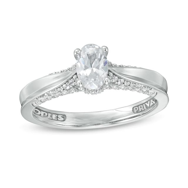 Peoples Private Collection 0.75 CT. T.W. Certified Oval Diamond Engagement Ring in 14K White Gold (F/SI2)