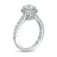 Peoples Private Collection 1.50 CT. T.W. Certified Diamond Cushion Frame Engagement Ring in 14K White Gold (F/I1)|Peoples Jewellers