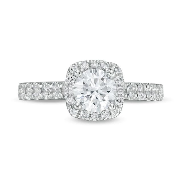 Peoples Private Collection 1.50 CT. T.W. Certified Diamond Cushion Frame Engagement Ring in 14K White Gold (F/I1)