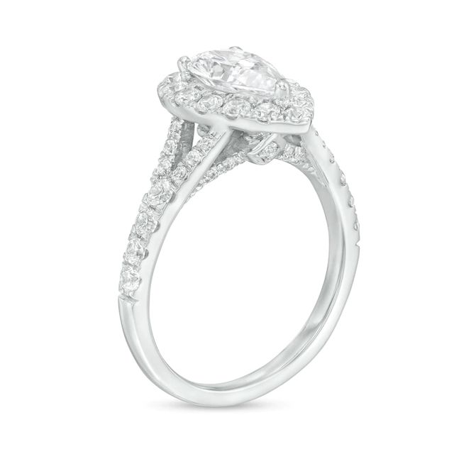 2.00 CT. T.W. Certified Lab-Created Pear-Shaped Diamond Frame Split Shank Engagement Ring in 14K White Gold (F/SI2)|Peoples Jewellers