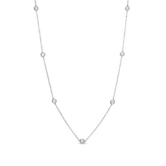 Marilyn Monroe™ Collection 0.70 CT. T.W. Diamond Station Necklace in 10K White Gold - 16"|Peoples Jewellers