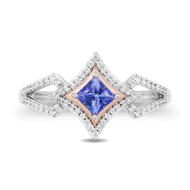 Enchanted Disney Ultimate Princess Celebration Tanzanite and 0.18 CT. T.W. Diamond Ring in Sterling Silver