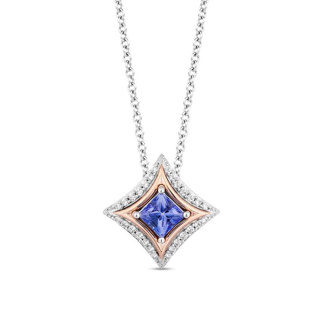 Enchanted Disney Ultimate Princess Celebration Tanzanite and 0.085 CT. T.W. Diamond Frame Necklace in Sterling Silver|Peoples Jewellers