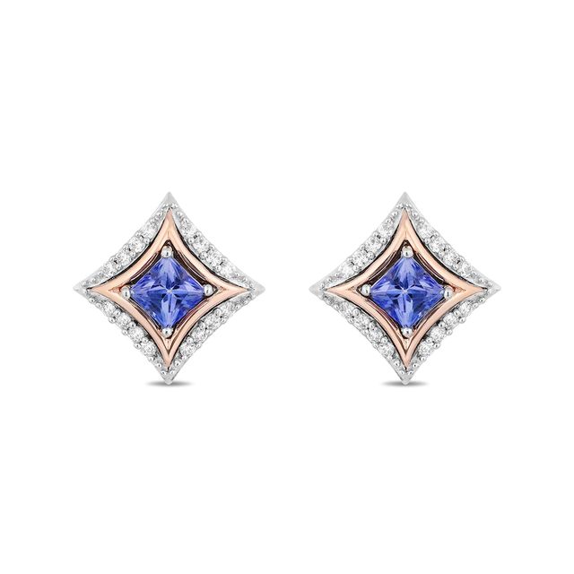 Enchanted Disney Ultimate Princess Celebration Tanzanite and 0.085 CT. T.W. Diamond Stud Earrings in Sterling Silver