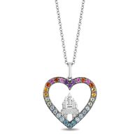 Enchanted Disney Ultimate Princess Celebration Multi-Gemstone and 0.04 CT. T.W. Diamond Heart Pendant in Sterling Silver|Peoples Jewellers
