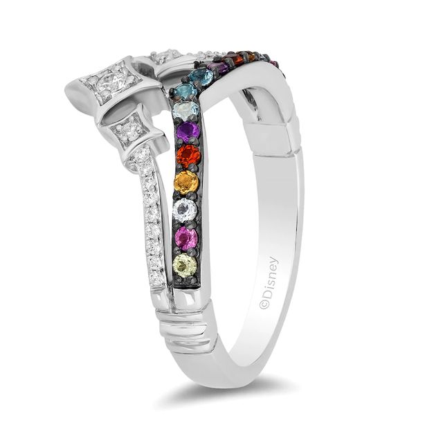 Enchanted Disney Ultimate Princess Celebration Multi-Gemstone and 0.115 CT. T.W. Diamond Tiara Ring in Sterling Silver|Peoples Jewellers