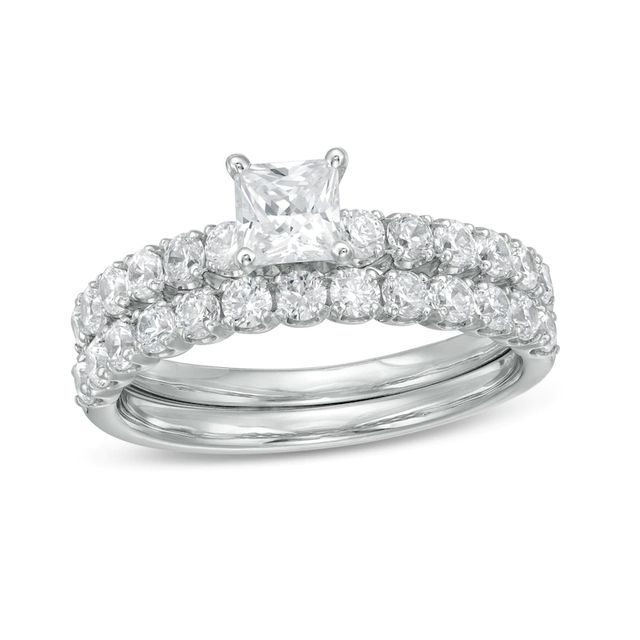 1.50 CT. T.W. Princess-Cut Diamond Bridal Set in 14K White Gold (I/I2)|Peoples Jewellers