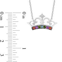 Enchanted Disney Ultimate Princess Celebration Multi-Gemstone and Diamond Accent Tiara Necklace in Sterling Silver - 16"|Peoples Jewellers