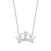 Enchanted Disney Ultimate Princess Celebration 0.085 CT. T.W. Diamond Tiara Necklace in Sterling Silver - 19"|Peoples Jewellers