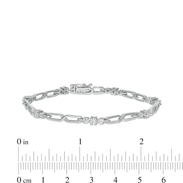 1.23 CT. T.W. Diamond Past Present Future® Station "X" Link Bracelet in 10K White Gold