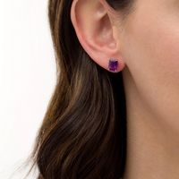 Emerald-Cut Amethyst Solitaire Stud Earrings in 10K Gold|Peoples Jewellers