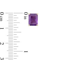 Emerald-Cut Amethyst Solitaire Stud Earrings in 10K Gold|Peoples Jewellers