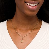 Emerald-Cut Citrine Solitaire and Paper Clip Chain "Y" Necklace in 10K Gold|Peoples Jewellers