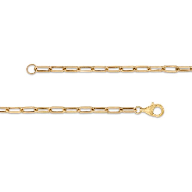 Emerald-Cut Citrine Solitaire and Paper Clip Chain Bracelet in 10K Gold - 7.25"|Peoples Jewellers