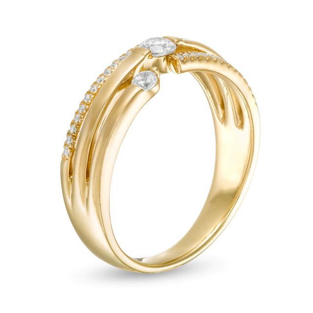 0.29 CT. T.W. Diamond Past Present Future® Multi-Row Ring in 10K Gold|Peoples Jewellers