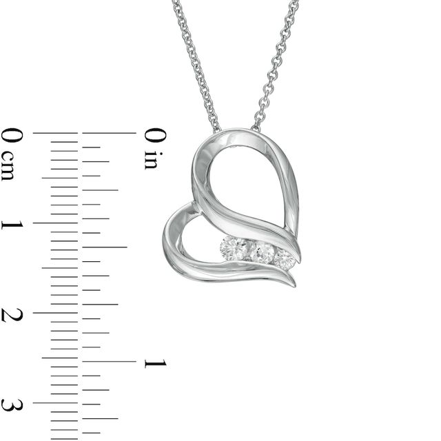 0.23 CT. T.W. Diamond Past Present Future® Tilted Heart Pendant in 10K White Gold|Peoples Jewellers
