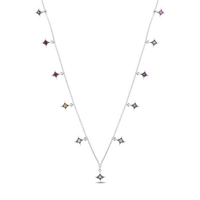 Enchanted Disney Ultimate Princess Celebration Multi-Gemstone Station Necklace in Sterling Silver - 17"|Peoples Jewellers