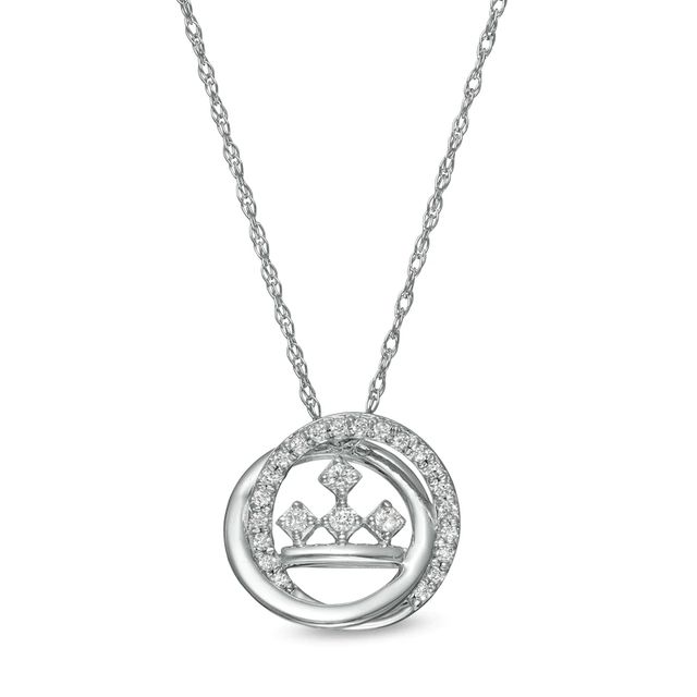Peoples Private Collection 0.10 CT. T.W. Diamond Circle Swirl Pendant in 10K White Gold|Peoples Jewellers